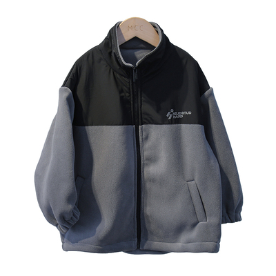 工装帅气保暖摇粒绒立领外套男童