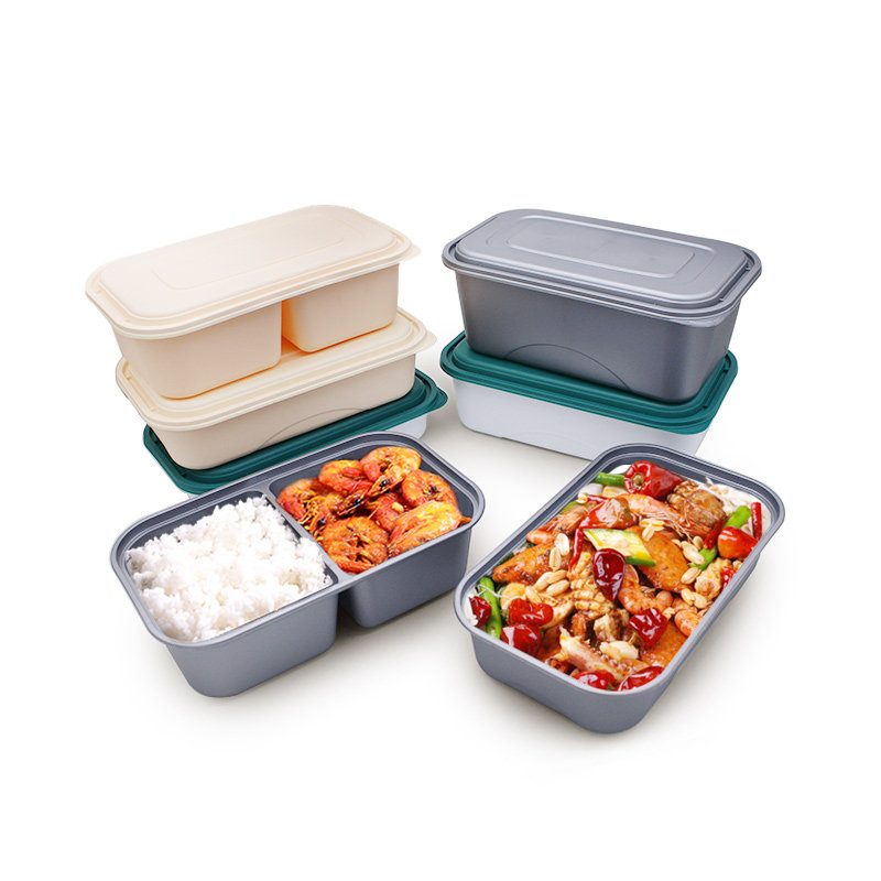长方形塑料双层老饭盒外把打包盒