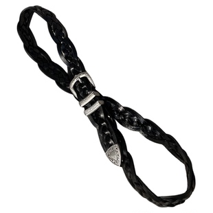 皮轩阁手工编织头层牛皮腰带西部牛仔风男士窄皮带真皮古银色针扣