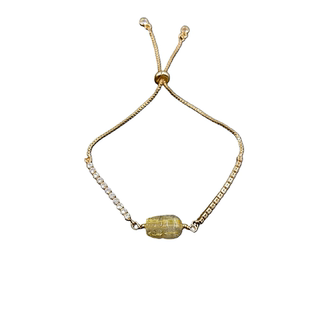 天然黄水晶貔貅 金发晶貔貅满钻网球手链14k包金手串女招财转运