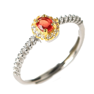 银戒指女小众设计开口复古情侣对戒自律素圈尾戒925银红宝石戒指