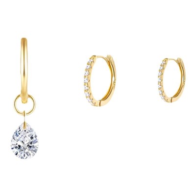 CIX叠戴款/Jennie同款耳钉银素圈耳环水滴耳饰蚊香盘耳夹无耳洞女