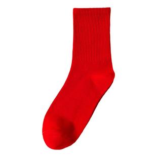 潇潇玲珑阁 本命年大红袜子纯棉红色中筒袜蛇年结婚男女一对情侣