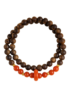 棋楠沉香助睡眠手串南红玛瑙跑环