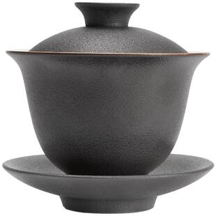 南山先生 禅风黑陶盖碗陶瓷泡茶碗粗陶手抓盖碗功夫茶具茶杯家用