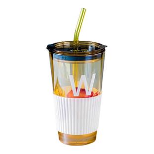 玻璃水杯吸管杯高颜值玻璃杯成人可爱果汁饮料奶茶杯办公室咖啡杯