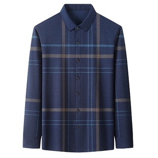 中年男士长袖衬衫2026新款爸爸春装条纹打底衬衣中老年男装上衣服