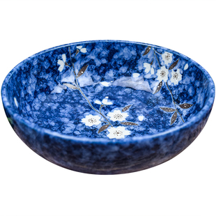 美浓烧陶瓷餐具蓝樱花米饭碗面碗日式和风家用菜盘碟子