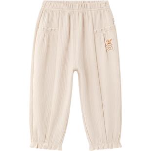 全棉时代女童裤子儿童秋季新款女幼童针织长裤小女孩运动裤