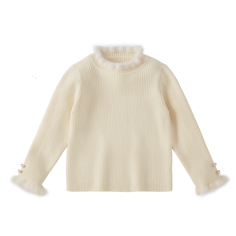 [抗菌远红外]毛衣女童秋冬宝宝加绒半高领新款洋气上衣针织衫儿童