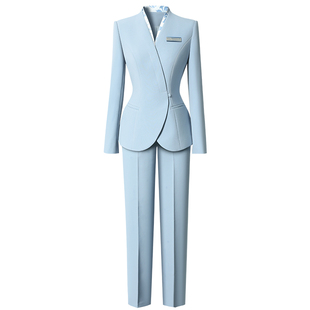 一粒扣职业西装套装春秋气质修身酒店前台接待工作服美容美业工装