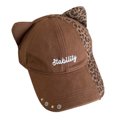 辣妹风豹纹铆钉棒球帽子女显脸小