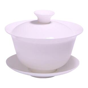 正宗潮州高骨瓷薄胎盖碗套装茶杯茶具白瓷功夫茶具超轻薄三才盖碗