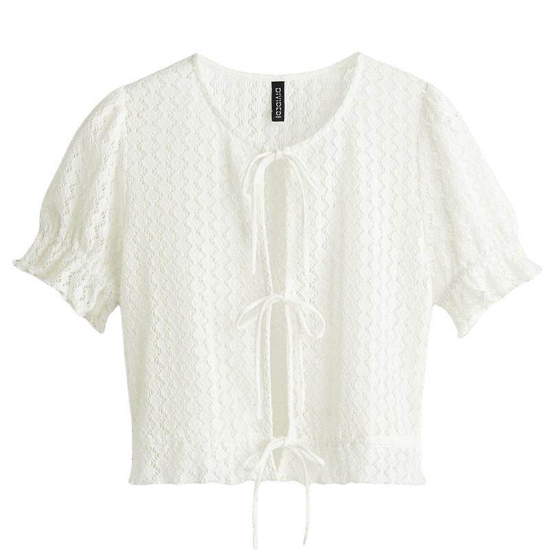 HM女装上衣夏季网眼针织短上衣1296685