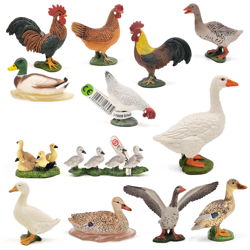 思乐Schleich公鸡母鸡白鹅鸭子灰鹅雁仿真农场动物家禽模型玩具