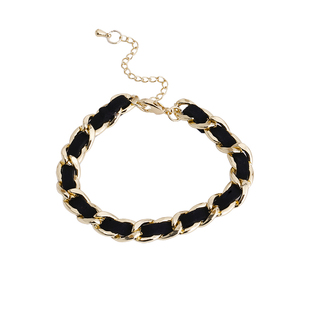 小香风黑色编织手链女款2026新款轻奢小众高级感精致手饰叠戴配饰