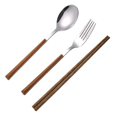 304食品级鸡翅木套装餐具便携式