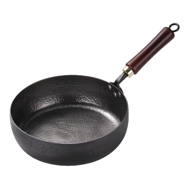 章丘平底锅手工铁锅家用不粘锅牛排加深煎锅小烙饼炒菜锅煎蛋辅食