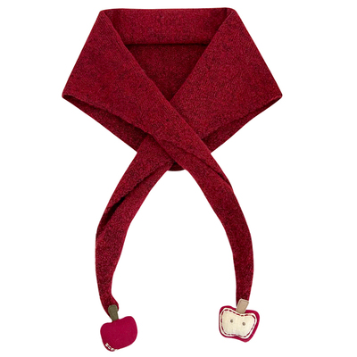 可爱苹果挂坠针织三角围巾女秋冬