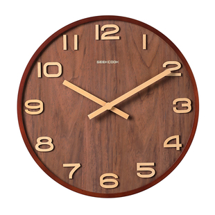 实木挂钟客厅2025新款家用静音时钟挂墙简约现代大气钟表高级轻奢