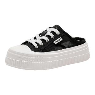 St&Sat/星期六春秋系带穆勒鞋厚底增高休闲包头半拖女SSC1114G28