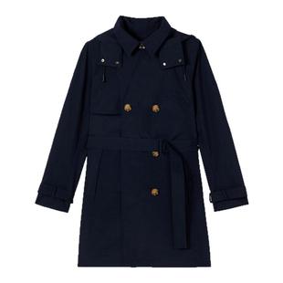 GANT/甘特新款女士复古双排扣系带中长款风衣可拆卸连帽气质外套