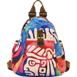 阎双创造双肩包新款女士中包百搭旅行背包书包帆布两用可斜挎时尚