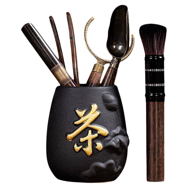 黑檀木手工茶道六君子六件套