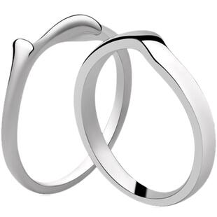 海盗船银饰 日韩情侣对戒925银戒指女简约海浪海岸设计戒指男女