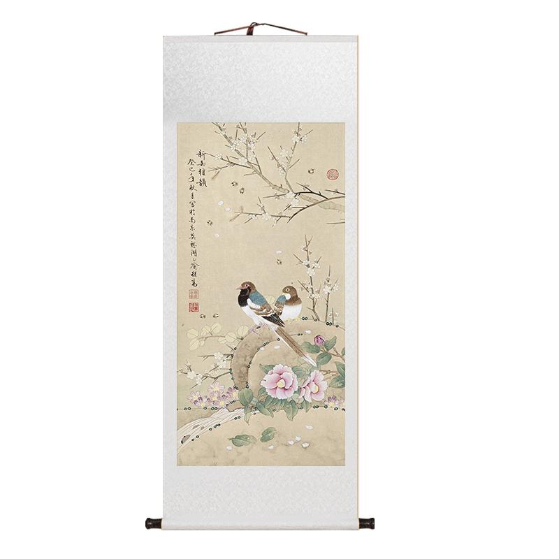 名家古典花鸟图新中式卷轴挂画