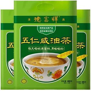 德富祥油茶面油炒面陕西果油茶食品早代餐粉五仁咸480g