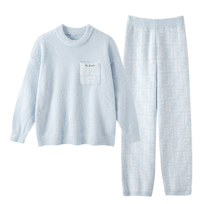 猫人半边绒睡衣男款秋冬季加厚