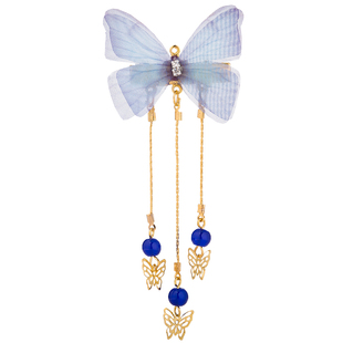 复古发饰古风发夹流苏边夹超仙头饰绢纱蝴蝶一字夹汉服女成人一对