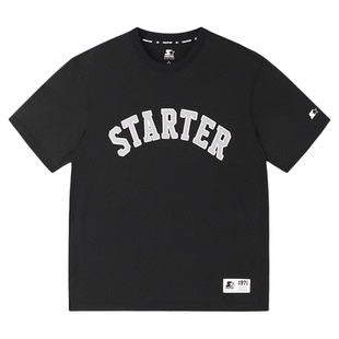 STARTER|T恤纯棉情侣同款黑色新款百搭宽松休闲字母印花短袖上衣