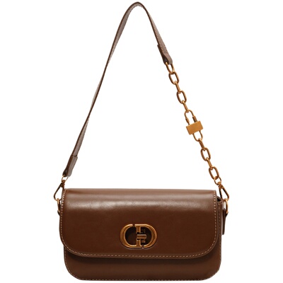 时尚百搭链条旋锁小方包