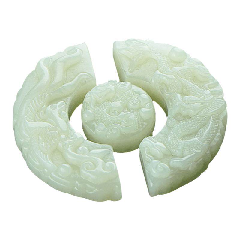 景禾全家福龙凤配对牌新疆和田玉