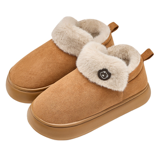 老人棉鞋冬季保暖鞋加绒防滑包跟东北雪地妈妈棉拖鞋女士外穿冬天