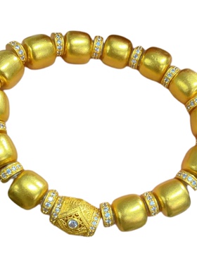 花丝镶钻金包银手串方糖珠可diy