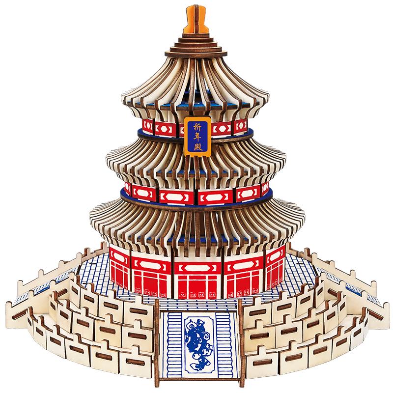 北京天坛古风建筑模型diy木质拼图 成人益智木制3D拼装太和殿积木