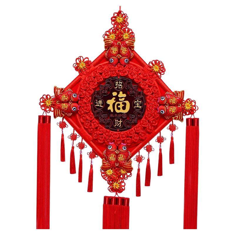 桃木中国结挂件客厅小电视墙对联