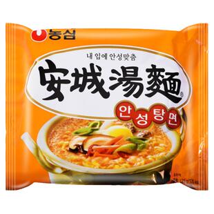 韩国拉面进口方便面 农心海鲜味安城汤面拉面速食煮面112g*5 包邮