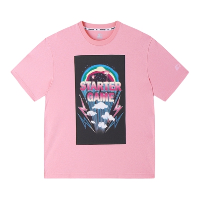 STARTERT恤新款女士美式纯棉透气宽松显瘦印花休闲粉色运动上衣