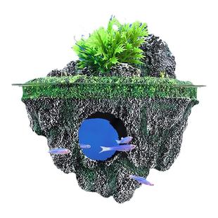 鱼缸造景悬浮石漂浮摆件仿真装饰躲避屋鱼缸内饰布景假山造景石