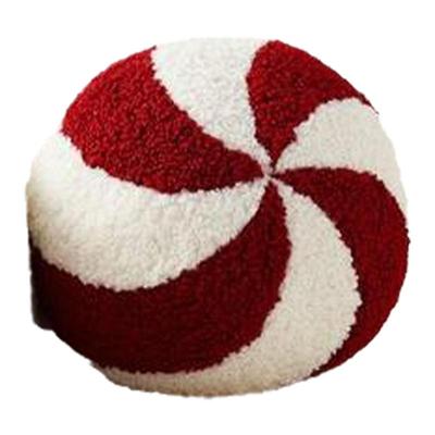 现 纽约下城公园进口红白薄荷糖球趣味泰迪毛绒装饰靠垫卧室客厅