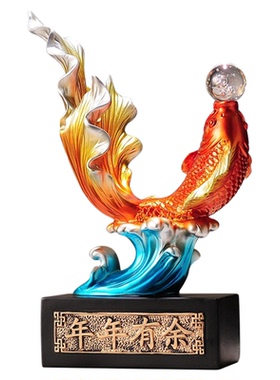 中式客厅装饰摆件高级感招财锦鲤
