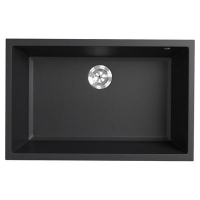 欧洲进口迈锐博石英石厨房水槽大单槽洗菜盆水池洗碗槽台下盆黑