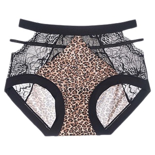 UFEEL豹纹性感蕾丝镂空舒适10A抗菌透气薄款纯欲中腰内裤女2553