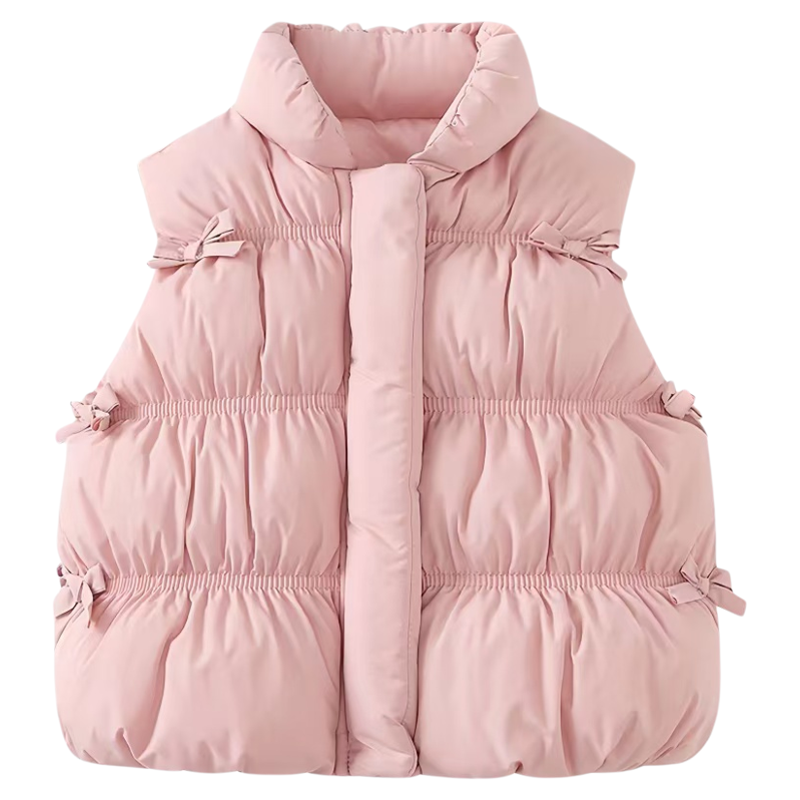 新款安可拉红秋冬款防寒时尚外套棉衣上衣马甲外穿小童女童坎肩外