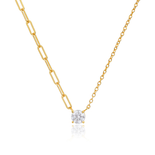 VOGUEWANG原创设计S925纯银镀金色拼接链条莫桑比克钻石锁骨项链