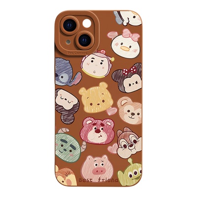 简笔草莓熊维尼熊iPhone16卡通苹果17瞳眼一加12创意适用14Plus可爱13ProMax手机壳软Nova15少女心红米K90MAX